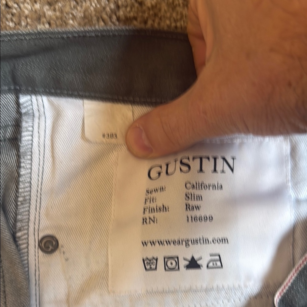 GUSTIN 383 olive grey stone selvedge
